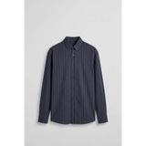 ablukaonline Erkek Oversize Tekstürlü Çizgili Uzun Kollu Gömlek Lacivert