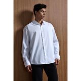 ablukaonline Erkek Oversize Uzun Kollu Basic Gömlek Beyaz