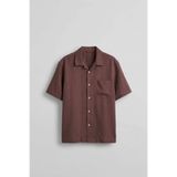 ablukaonline Erkek Relaxed Fit Kısa Kollu Cepli Tencel Gömlek Bordo