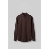 ablukaonline Erkek Relaxed Minimal Nakışlı Basic Tencel Gömlek Kahverengi