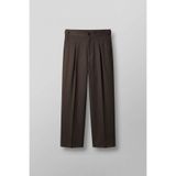 ablukaonline Erkek Süper Baggy Pileli Geniş Paça Gabardin Pantolon Koyu Kahve