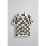 ablukaonline Erkek Triko Polo Yaka Çizgili T-Shirt Kahve