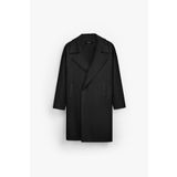 ablukaonline Oversize Rahat Kesim Uzun Erkek Kaşe Kaban Palto Siyah