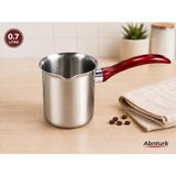 Abnturk 0,7 Litre Paslanmaz Çelik Kırmızı Saplı Sütlük-Cezve - Metal