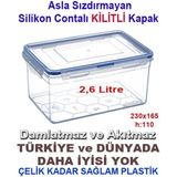 abnturk 1 Adet 2.6lt Sızdırmaz Hava Geçirmez Sağlam Kap Contalı Kilitli Derin Saklama Kabı - 2,6 lt - Renkli