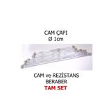 abnturk 1 Adet 41CM Quartz Cam Ø1cm Yer Tipi Şömine Sobalar Için 600W Rezistans Teli ile Taş Başlıklı Tamset