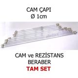abnturk 1 Adet 55CM Quartz Cam Ø1cm ile 600W Rezistans Tel Tam Set Yer Tipi Şömine Sobalar Için Taş Başlıklı