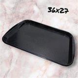 abnturk 1 Adet Servis Tepsisi 37X27CM Kaydırmaz Iç Yüzeyi Pütürlü Cafe Restaurant Tepsileri - 30 x 27 cm - Siyah - Beyaz