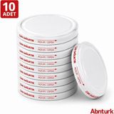 Abnturk 10 Adet 82mm Silikon Contalı Sızdırmaz Beyaz Metal Kavanoz Kapağı-Konserve Reçel Kapağı Standart 1 kiloluk 1000cc 1 litre Cam Konserve Kavanozu İçin - 1 lt
