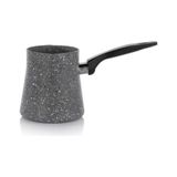 abnturk ✨10 cm 550 ml Orta Boy Granit Cezve – Dayanıklı Yapışmaz Yüzeyli, Isıya Dayanıklı Ergonomik Saplı ✨ - Gri