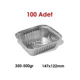 Abnturk 100 Adet Alüminyum Folyo Yemek Kabı 350-500Gr Hacim Kap-Kase Yüksek Soğuk+Isıya Dayanan Fırına Uygun