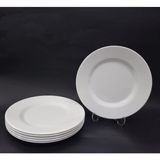 abnturk 12 Adet Beyaz Melamin Büyükboy Servis Tabağı 24CM Sığ Tabak Günlük Kullanım Için Hesaplı Ordöv Tabak