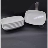 abnturk 12 Adet Beyaz Melamin Kayık Tabak 17x12cm Orta Boy Salata Tabağı Günlük Kullanıma Hesaplı Oval Tabak