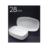 Abnturk 12 Adet Beyaz Melamin Kayık Tabak 28x18cm Büyükboy Salata Tabağı Günlük Kullanıma Hesaplı Oval Tabak