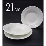 Abnturk 12 Adet Melamin Çukur Yemek Tabağı 21CM Ev Lokanta Tabldot Tipi Porsiyon Sulu Yemek Haşlama Kabı - 1 lt - Beyaz