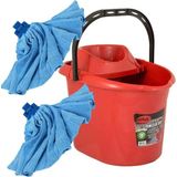 abnturk 12 Litre Sıkmalı Temizlik Mop Kovası+2 Adet Mikrofiber Havlu Mop Paspası Hediye Süper Emici Efsane