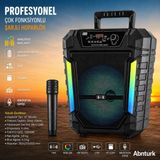 Abnturk 12'' Profesyonel Çok Fonksiyonlu Şarjlı Bluetooth Hoparlör-Rgb Işıklı Mikrofonlu Fm/usb/tws Özellikli Karaoke Parti Hoparlör 47X30X21CM