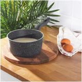 abnturk 14CM Döküm Granit Yanmaz Yapışmaz Sütlük Sosluk Derin Tava Yumurta Haşlama 0.90 Lt Mama Yapma Kabı - Gri - 1 lt