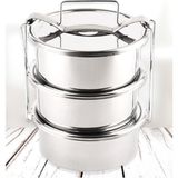 abnturk 15X6CM 4 Kap Isıtılabilir Sefer Tası 4-5 Kişilik Paslanmaz Çelik Yemek Taşıma Kabı 750ML X4=3 Litre