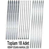 abnturk 18 Parça Farklı Boyut ve Özelliklerde Barbekü Mangal Şiş Set, 6 Adana+6 Şiş Kebap+6 Tavuk Kanat Şiş