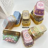 Abnturk 18'li Desenli Mini Kek ve Sunum Kalıbı - 11X6.5X4 cm - Şık Altın Iç Yüzey - belirtilmemiş - Renkli