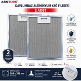 Abnturk 2 Adet 339X284MM Alüminyum Davlumbaz Aspiratör Filtresi 3 Katmanlı Tel Yağ Filtresi Tse Uygun - Gri