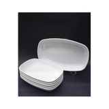 abnturk 2 Adet Beyaz Melamin Kayık Tabak 22X14Cm Salata Kebap Tabağı, 2abn-2022-230522-12