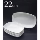abnturk 2 Adet Beyaz Melamin Kayık Tabak 22X14CM Salata Kebap Tabağı Ev Lokanta Tipi Sağlam Kare Oval Plate - 1 lt