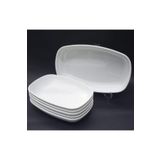 abnturk 2 Adet Beyaz Melamin Kayık Tabak 22x15cm Orta Boy Salata Tabağı Oval Tabak es-2021--11--03--10