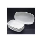 abnturk 2 Adet Jumbo Boy 33x20 Melamin Kayık Tabak BüyükBoy Salata Tabağı Günlük Kullanım için Oval Tabak abn2803241909