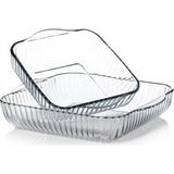 abnturk 2 Adet Kare Cam Tepsi Isıya Dayanıklı Borcam Büyük BOY:3200CC - 31X28CM Küçük Boy: 1950CC - 22X25CM--sym300123
