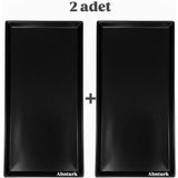 abnturk 2 Adet Siyah Renk Sunum Tepsisi 35X18 cm Kırılmaz Ultra Dayanıklı Servis Tabağı - 1 lt