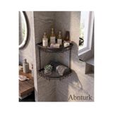 abnturk 2 Katlı Ömür Boyu Paslanmaz %100 Alüminyum Siyah Renk Banyo Köşe Rafı-Duş Şampuanlık Organizer 31x30x25cm