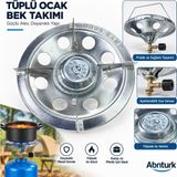 Abnturk 22CM Kamp Ocak Piknik Tüp Başlığı-Ayarlanabilir Gaz Vanası ve Tutma Saplı Tüplü Ocak Takımı - LPG - Gri