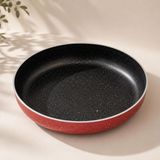 Abnturk 24 cm Kaliteli Granit Fırın Tepsisi 3 Kat Teflon Kaplamalı Börek Tepsisi Çok Amaçlı Tepsi - Kırmızı