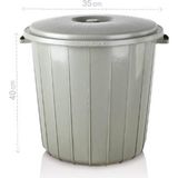 Abnturk 25 Litre Yuvarlak Kapaklı Büyük Çöp Kovası Sağlam Kalite Plastik Çöp Kutusu Ø35 H:40 Su Erzak Kovası
