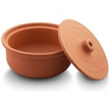 abnturk 26CM Boyutunda 5-6 Kişilik El Yapımı Kapaklı Toprak Güveç Tencere Yemek Pişirme Kabı - 5 lt