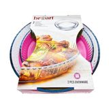 Abnturk 2’li Borcam Fırın Kabı Tepsisi Yuvarlak Petek Desenli 32X32 cm ve 25X25 cm 1720 cc ve 2950 cc - 0 - 3 L