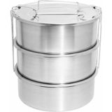abnturk 3 Lt Paslanmaz Çelik 3lü Sefer Tası 3-5 Kişilik Yemek Taşıma Kabı 1000ML Isıtılabilir 3 Kap 17X22CM - Gri