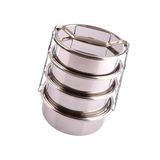 abnturk 3 Lt Paslanmaz Çelik 4lü Sefer Tası 2-4 Kişilik Yemek Taşıma Kabı 750ML Isıtılabilir 4 Kap 15X24CM
