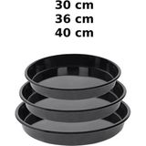 abnturk 30-36-40 cm 3 Adet Emaye Yuvarlak Fırın Tepsisi Seti - 31 x 12 cm - Siyah
