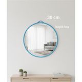 abnturk 30 cm Küçük Boy Mavi Çerçeveli Lavabo Makyaj Aynası - 00 Beyaz