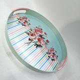 abnturk 30 cm x 34.5 cm Dekoratif Şık Ekonomik Oval Plastik Desenli Tepsi - Beyaz - yok