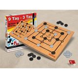 Abnturk 33X33 cm Oyun Alanı 8mm Kalın Ahşap 9 Taş-3 Taş Zeka Akıl Mantık Oyunu