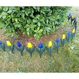 abnturk 340 cm Sarı Lacivert Lale Çiçekli Bahçe Çiti Plastikten 80 x 30 cm Eklenebilir 4 Panel
