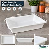 Abnturk 34X23X7,5CM Beyaz Plastik Peynir Leğeni- Küçük Boy Peynir Gıda Küveti Çok Amaçlı Derin Tepsi-1 No Köşeli Küvet