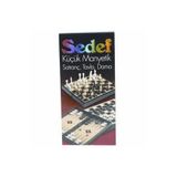 abnturk 3'lü Küçük Manyetik Mıknatıslı Satranç Tavla Dama Seti Mıknatıslı Oyun Seti 3 Eğlence 1 Arada Kutu Kapalı Ebatı 24x12 cm