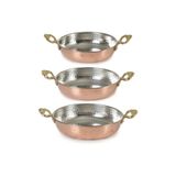 abnturk 3lü Set Bakır Sahan Seti 14-16-18cm Üçlü Omlet Yumurta Tavası Çekiç Dövme Sahanları