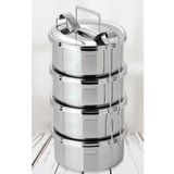 abnturk 4-6 Kişilik Sefer Tası 4 Kaplı Paslanmaz Çelik Taşıma Kabı 14X6CM