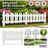 Abnturk 4 Adet Dekoratif Beyaz Bahçe Çiti-Plastik Peyzaj Çim Çiçek Koruma Korkuluğu Birbirine Eklenebilir 4 Panel UZUNLUĞU 232CM